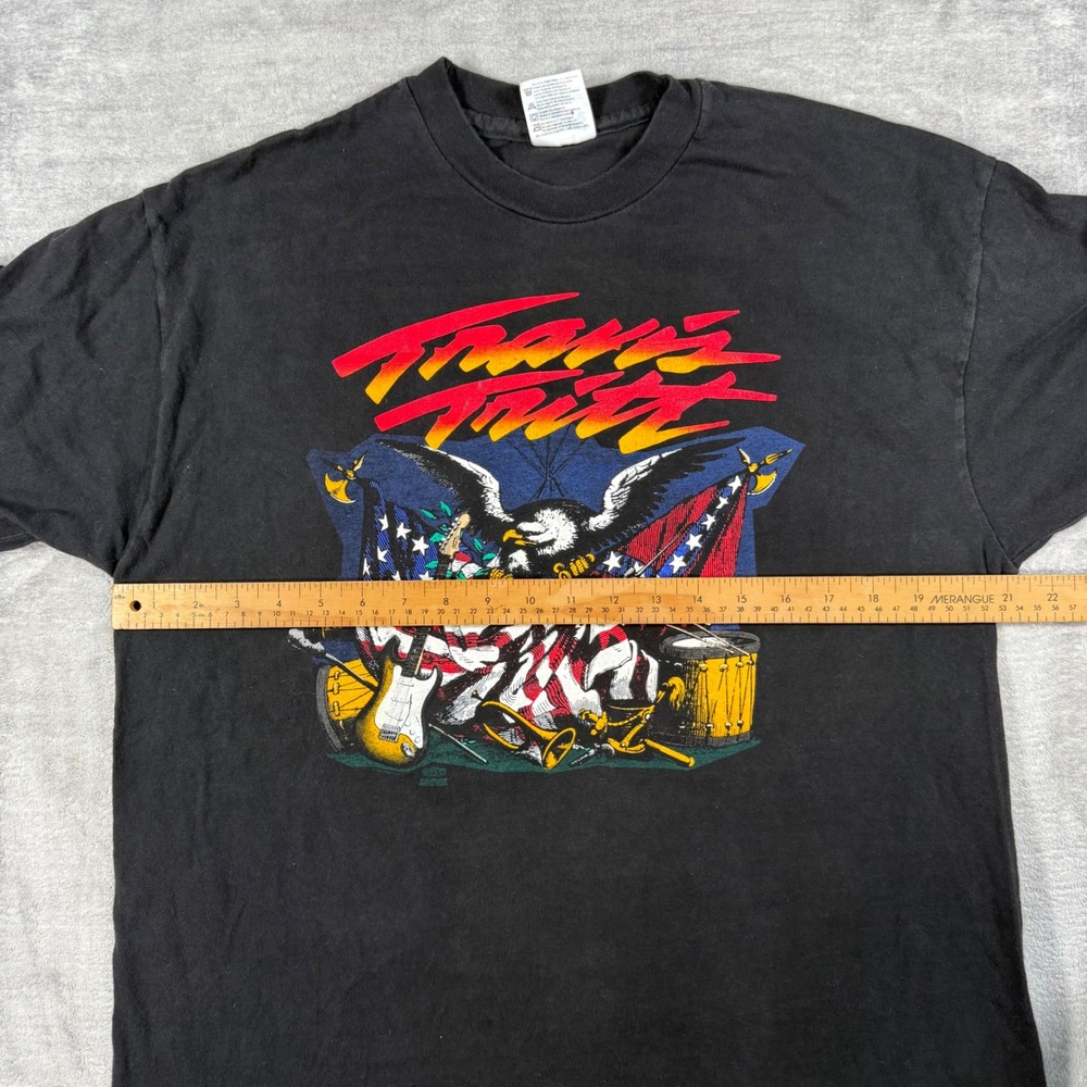 Travis Tritt Shirt Mens Large Black Vintage 90s Country Music Flag Eagle Band - Picture 7 of 8